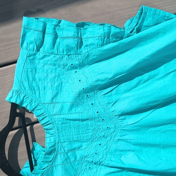 J Crew ruffle eyelet short sleeve top Green Sea foam green 2XL New w tags Sz  20 - Picture 15 of 16
